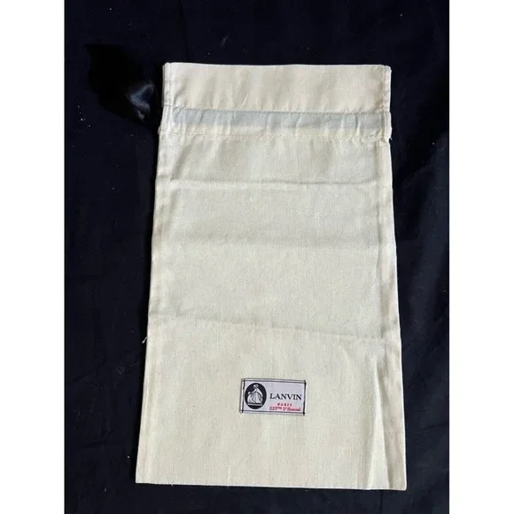 Lanvin Drawstring Dustbag Ivory 100% Cotton 13.5" X 7.5'' - Picture 3 of 7